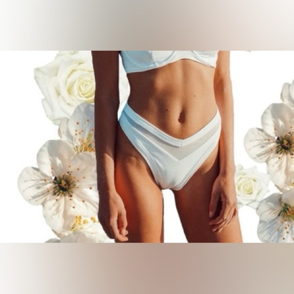 Ambra Maddalena White Mesh Bikini Bottoms, new, xs